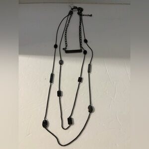 White House Black Market Hematite and Pave convertible strand Black Necklace